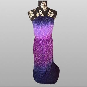 Ombré halter neck maxi dress maxi-length, sleeveless with elastic cinch waist